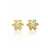 14k Solid Gold Flower and Pearl Stud Earrings - ASSAY