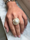 16mm South Sea Pearl and Marquise Cut Diamond Halo in 18k Gold Ring-Rings-ASSAY