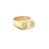 18K Solid Gold 0.80 Carat Natural 2 Stone Bezel Set Diamond Ring-Rings-ASSAY