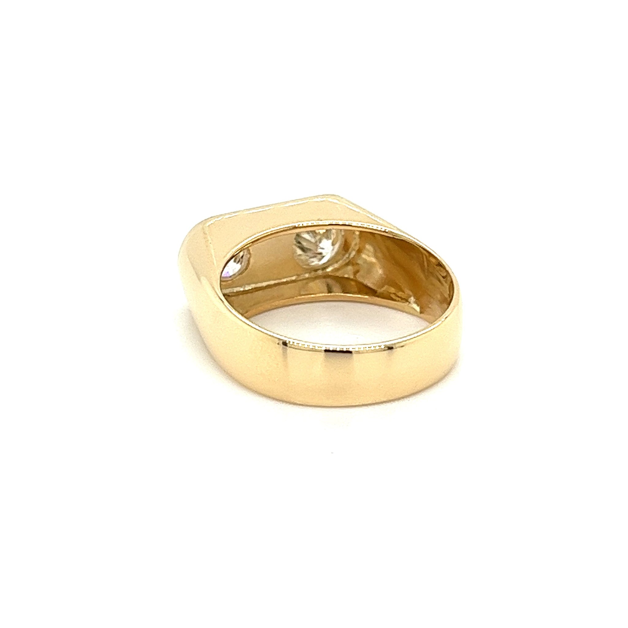 18K Solid Gold 0.80 Carat Natural 2 Stone Bezel Set Diamond Ring-Rings-ASSAY