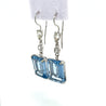 18K White Gold Emerald Cut Spinel & Diamond Drop Earrings-Earrings-ASSAY