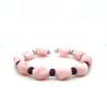 18K White Gold Raw Unformed Pink Agate and Round Cut Ruby Cuff Bangle Bracelet-Bracelet-ASSAY