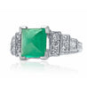 1935 Art Deco Triangle Cut Emerald in Vintage Platinum Ring - ASSAY