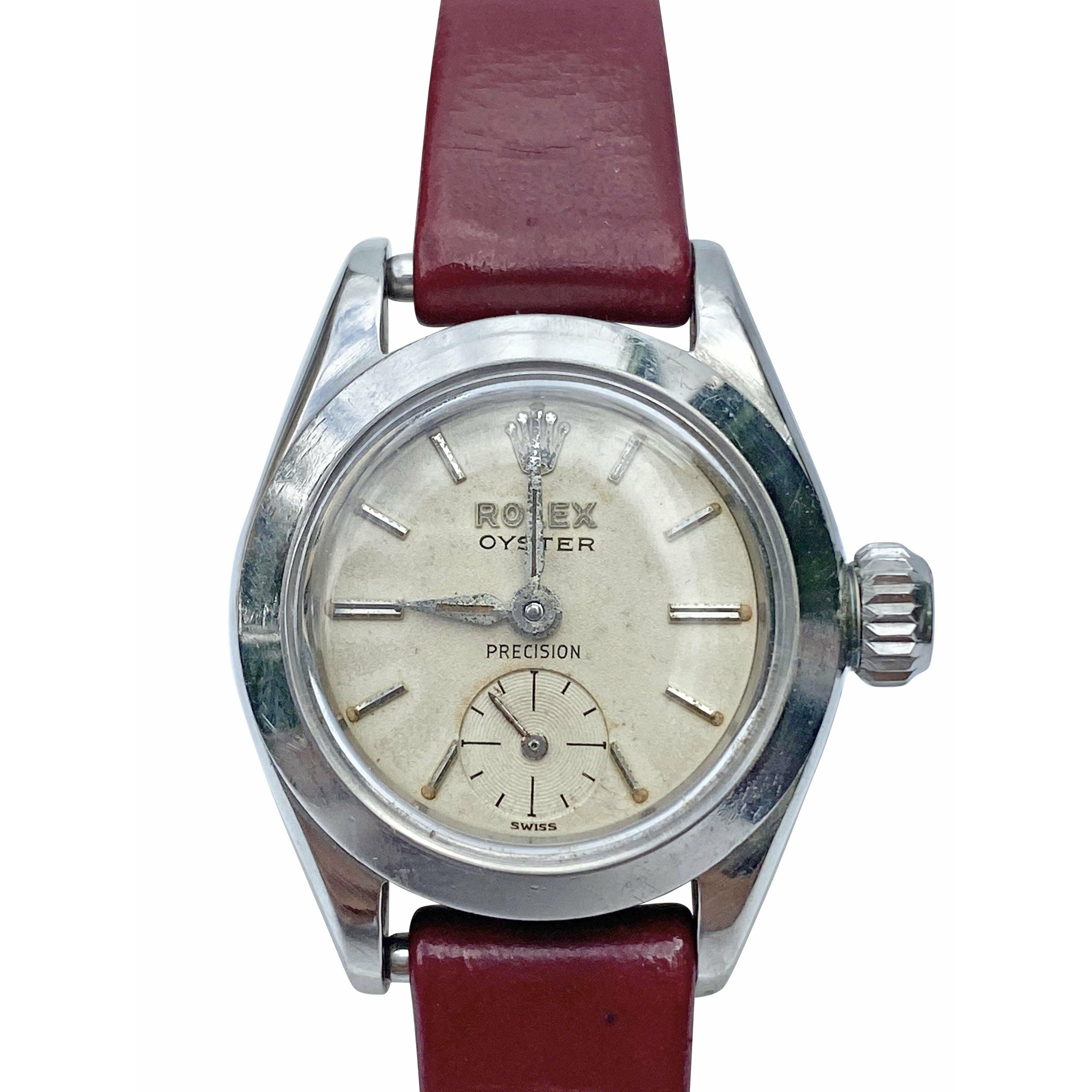 1950's Rolex Oyster Speedking Precision women's watch in red leather strap-watch-ASSAY