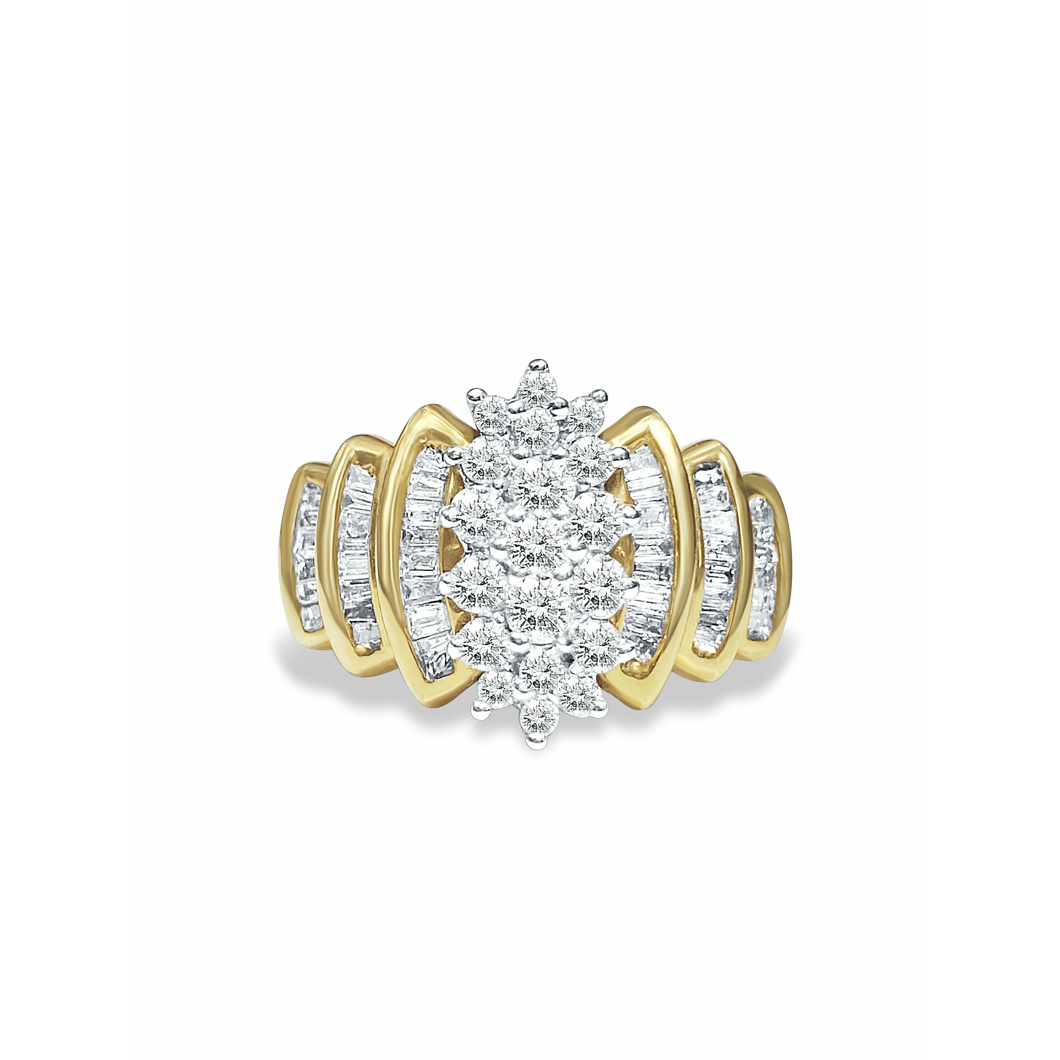 1.30 Carat Diamond Cluster Ring in 14k Yellow Gold - ASSAY