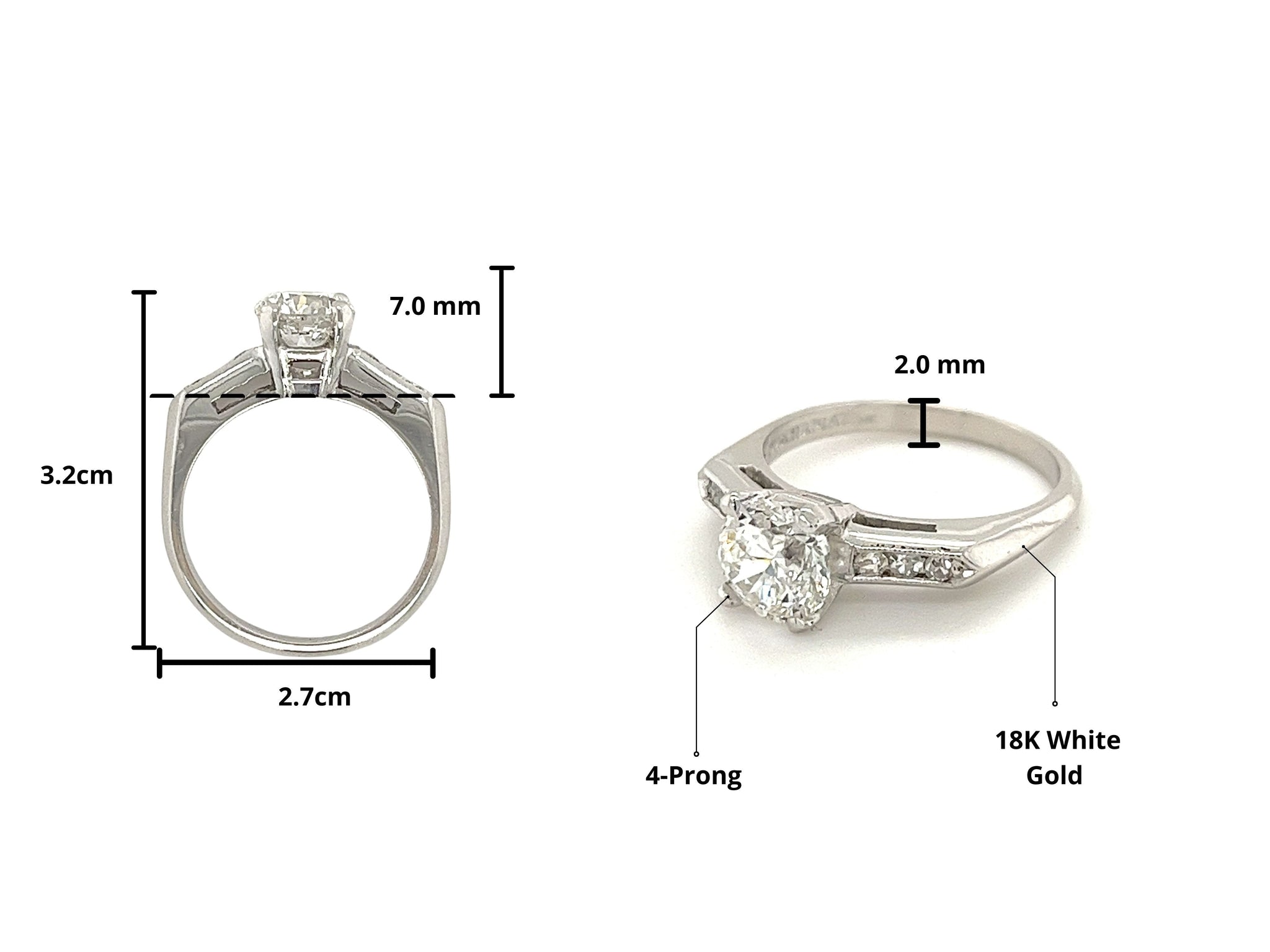 1.32 Carat Lab Grown Diamond with Round Diamond Side Stones in 18k Ring