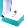 1.35 Carat Pear Cut Natural Ruby and Diamonds in 14k white gold Curved Ring-Rings-ASSAY