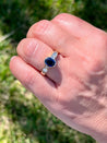 1.48 Carat Oval Cut Blue Sapphire With Princess Cut Diamond Ring in 18k Gold-Assay Jewelers-ASSAY