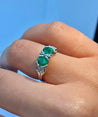2-Stone 0.92CT TW Round Cut Natural Emerald Ring in 18k White Gold-Rings-ASSAY