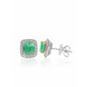 2.08 Carat Natural Emerald Stud Earrings with Diamond Halo in 18k Solid Gold - ASSAY