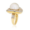 3 Carat South Sea Freshwater Pearl and Diamond 18K Yellow Gold Cocktail Ring - ASSAY