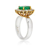 3 Carat Colombian Emerald and Diamond Halo 18K white gold ring - ASSAY