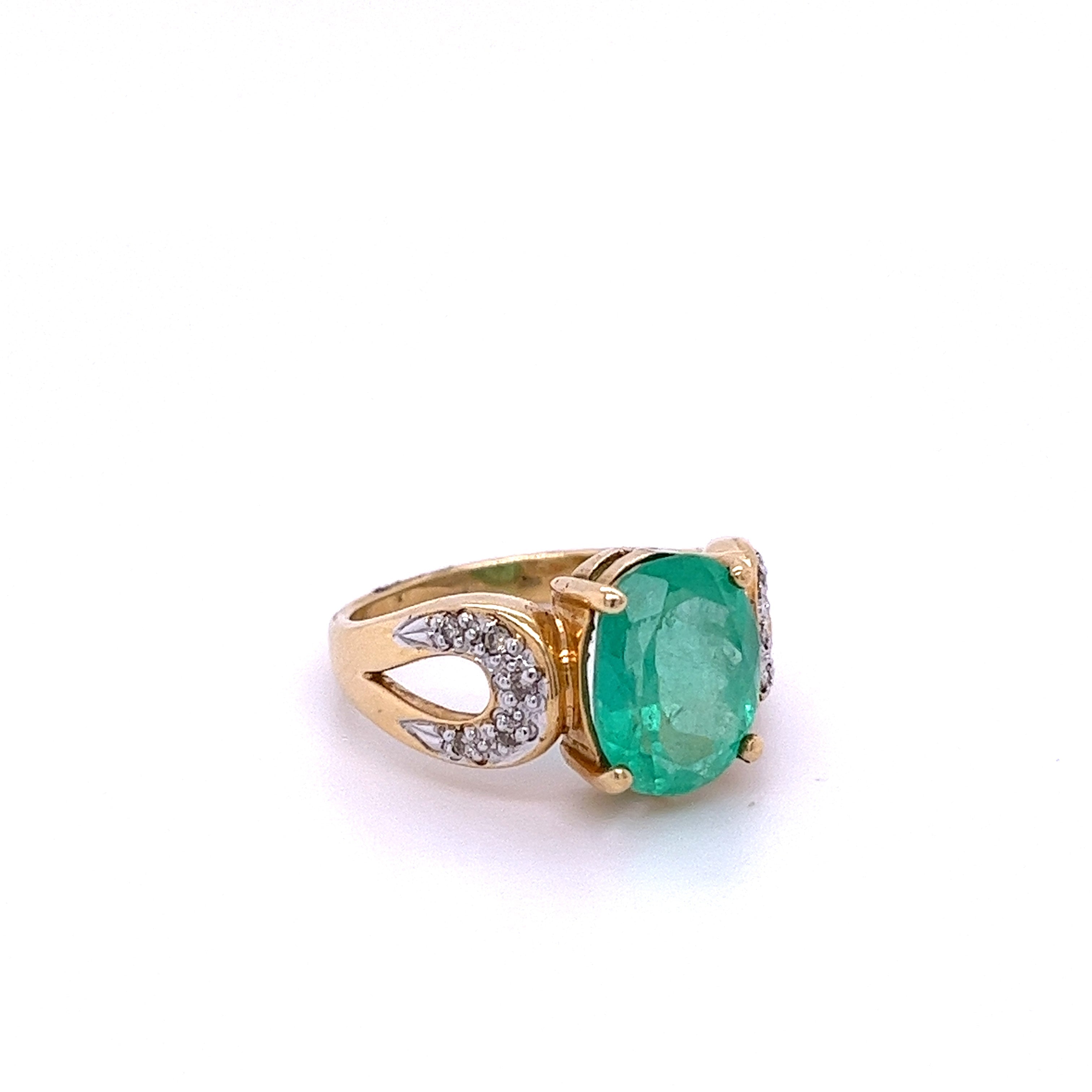 3 carat Oval Cut Colombian Emerald and Diamond Vintage Ring in 14k Gold-Assay Jewelers-ASSAY