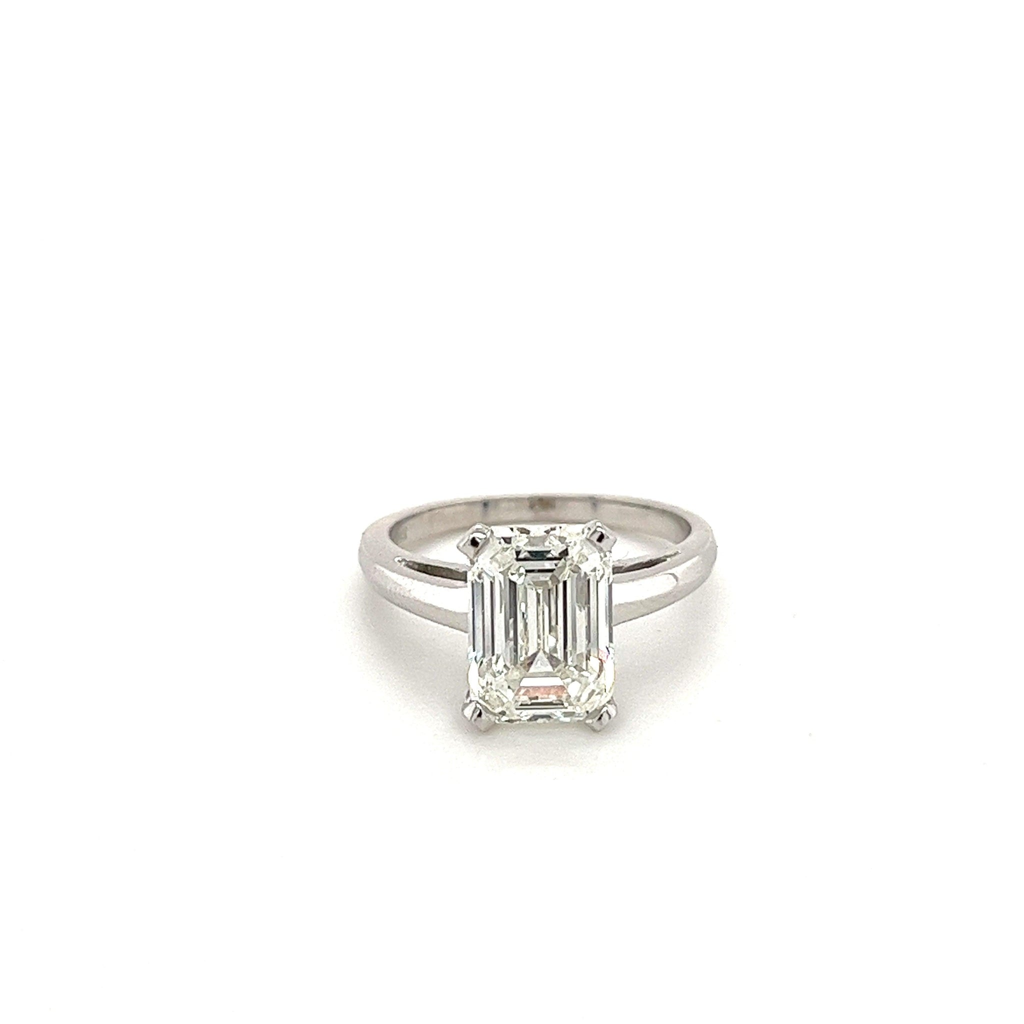 3.07 Carat Emerald Cut Lab Grown Diamond Ring in 14k White Gold Cathedral Setting-Rings-ASSAY