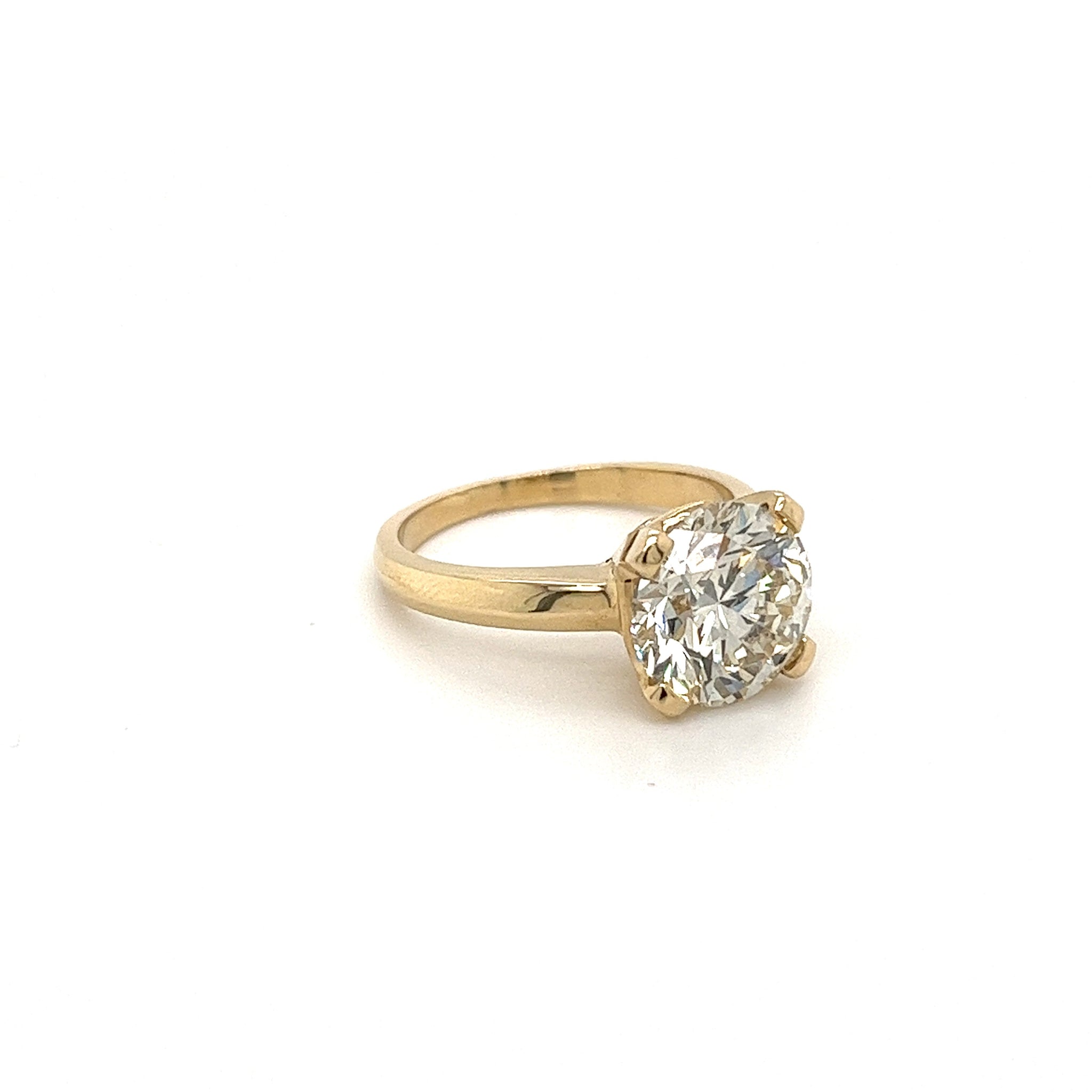 3.59 Carat Round Cut Lab Grown Diamond Solitaire Ring in 14K Yellow Gold-Rings-ASSAY