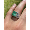 3.75 carat mens Colombian Emerald in Platinum ring setting - ASSAY