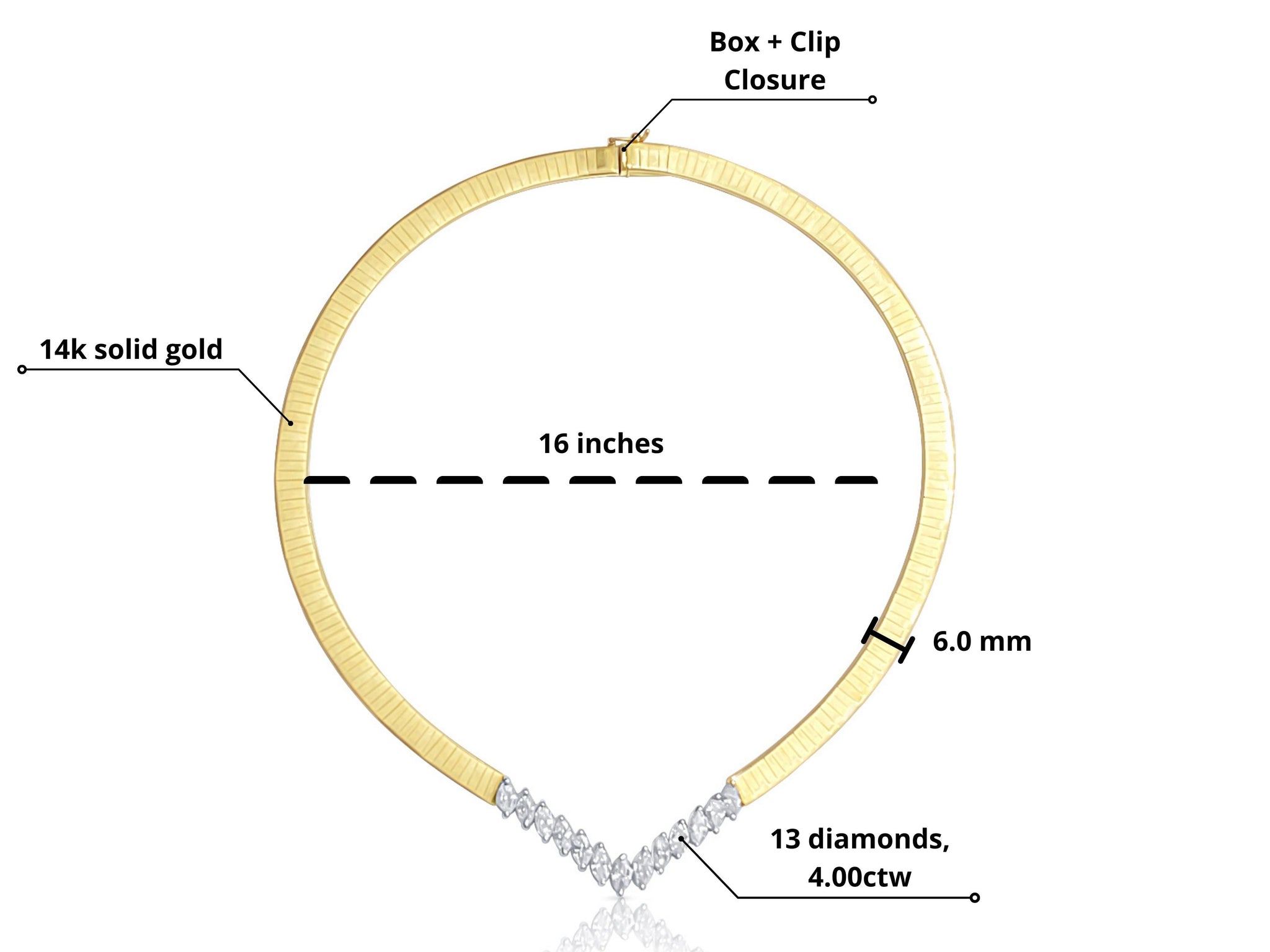 4 Carat Total Marquise Diamond Herringbone Choker Necklace in 14K Gold-Choker-ASSAY
