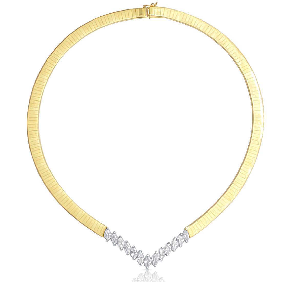 4 Carat Total Marquise Diamond Herringbone Choker Necklace in 14K Gold-Choker-ASSAY