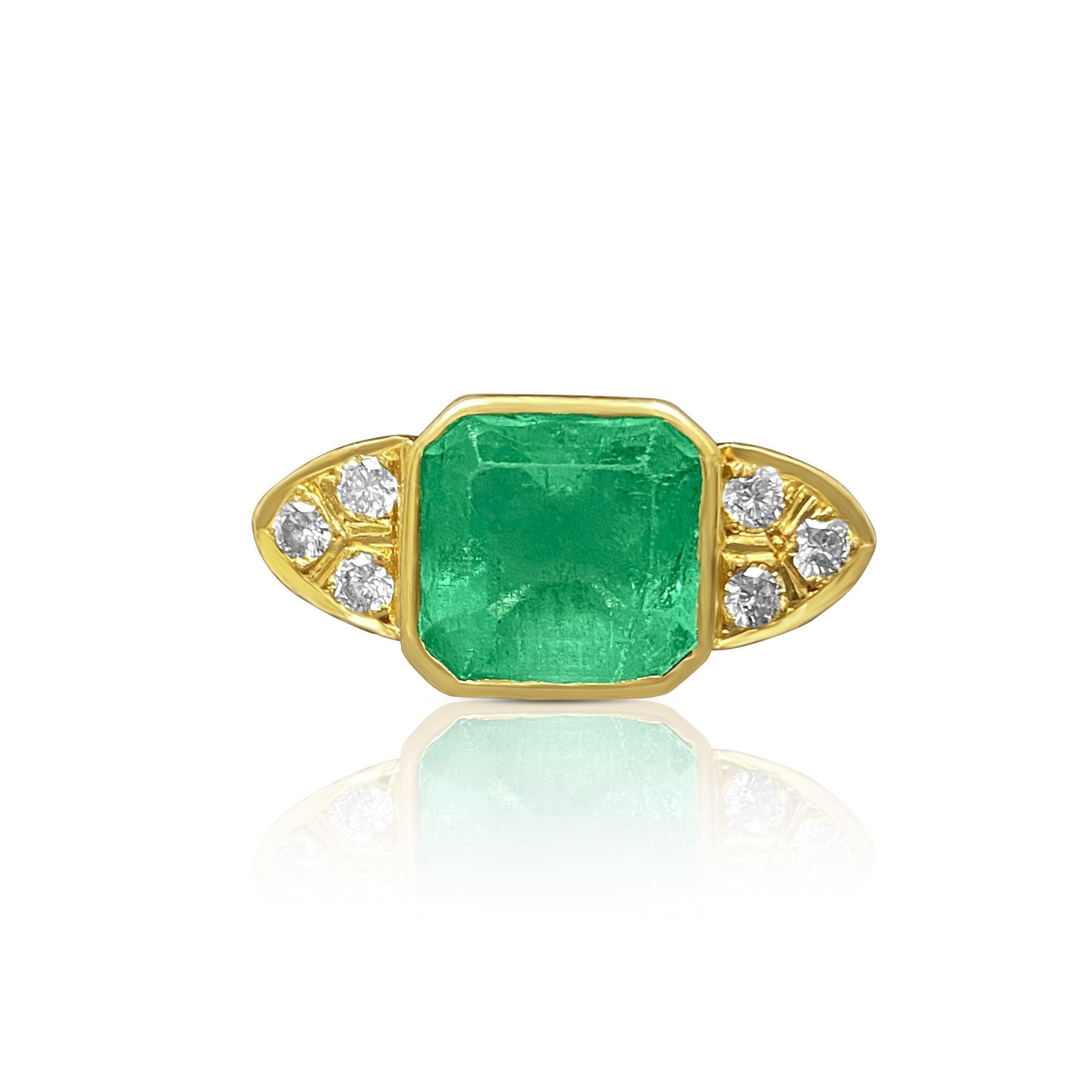 4.50 carat Natural Emerald and Diamond UNISEX ring - ASSAY
