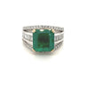 4.70 Carat Natural Emerald and Diamond 14k White Gold Ring - Rings