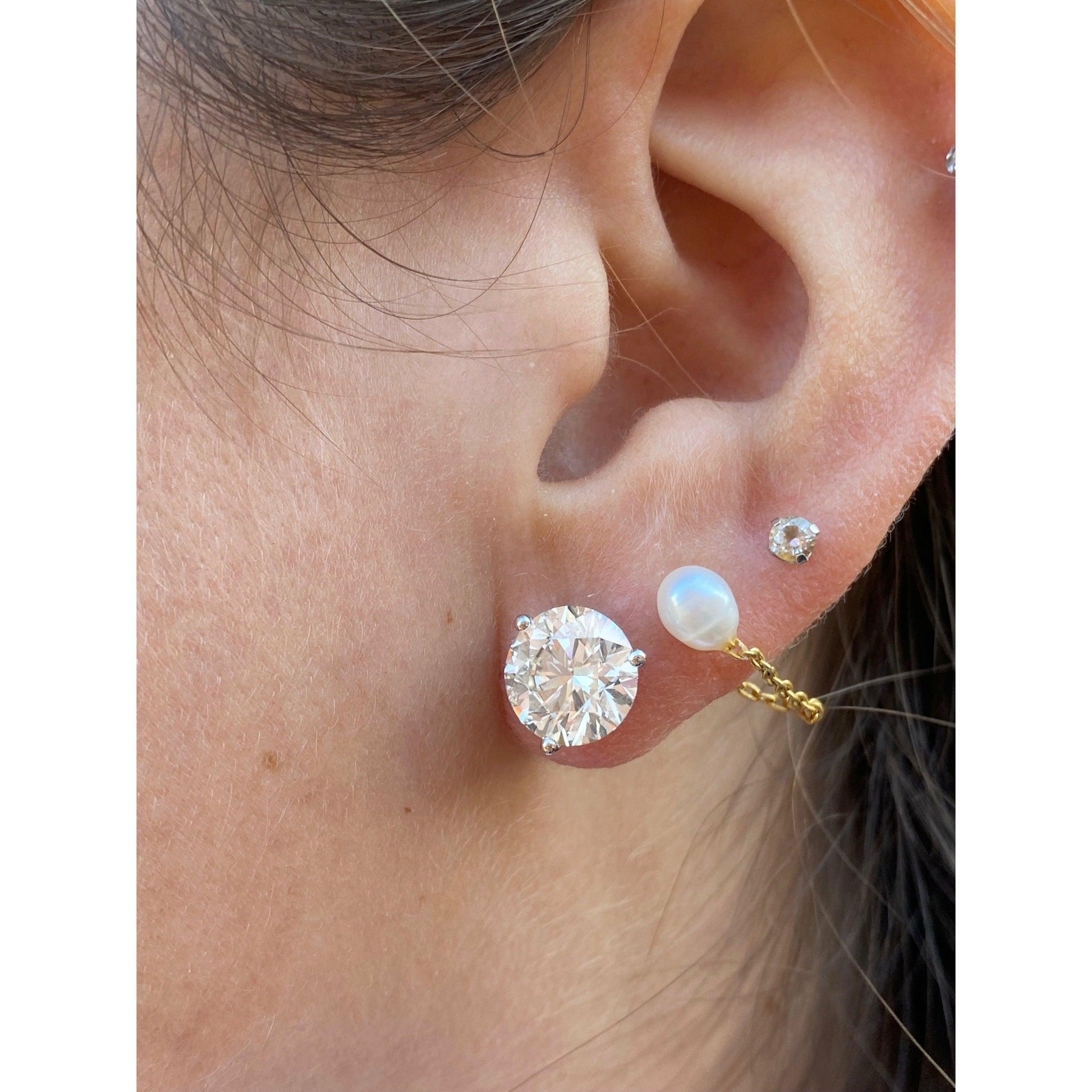 6.00 Carat Lab Grown Diamond Stud Earrings in 14k solid Gold - 3 Prong
