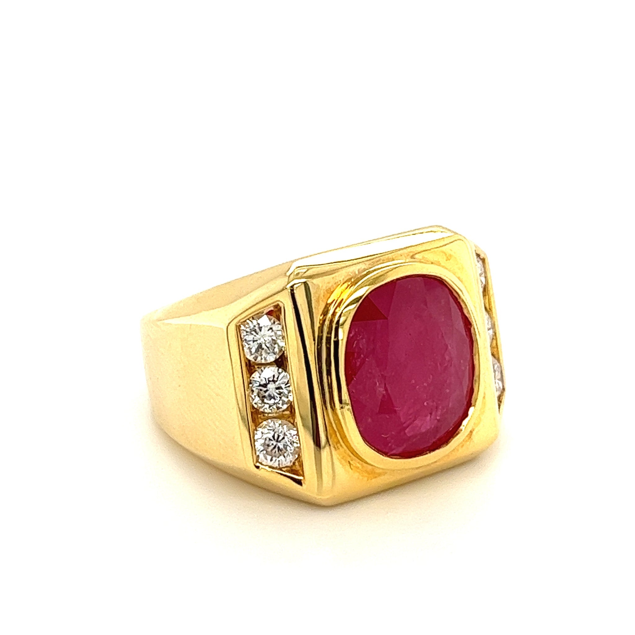 6 20 Carat GRS certified Ruby Mens Ring in 14k Yellow Gold Rings