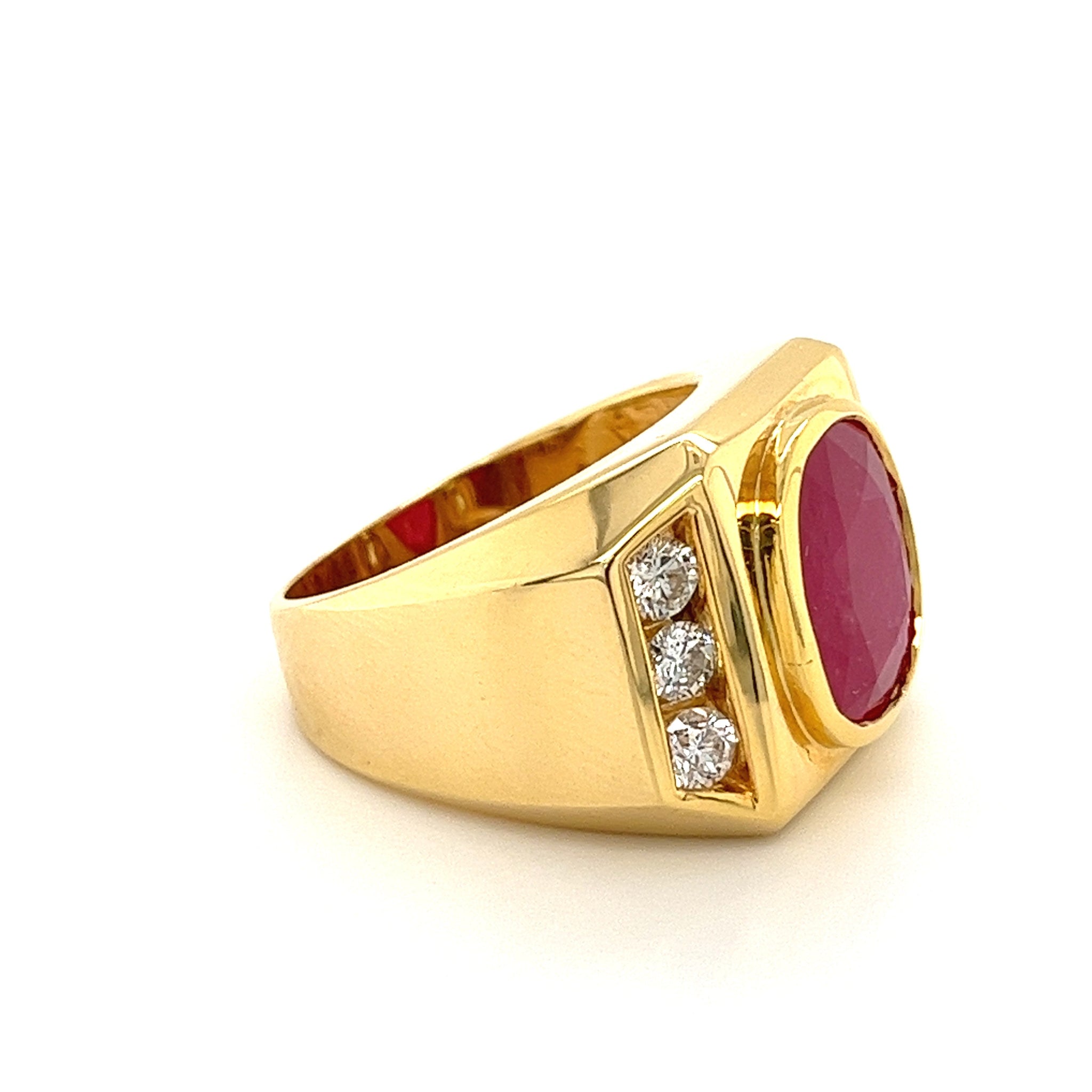 2.93 Carat Men's Ruby Diamond 14 Karat Yellow Gold Ring For Sale at 1stDibs  | mens ruby rings 14k gold, mens ruby gold ring, men's ruby and diamond ring