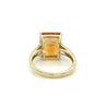 7 Carat Emerald Cut Citrine and Round Cut Diamond Ring in 14k Yellow Gold-Rings-ASSAY