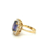 7.20 Carat Oval Cut Blue Sapphire & Diamond Halo Ring in 14K Yellow Gold-Sapphire ring-ASSAY