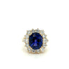 7.20 Carat Oval Cut Blue Sapphire & Diamond Halo Ring in 14K Yellow Gold-Sapphire ring-ASSAY
