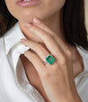 8 carat Colombian Emerald in 18K White Gold Diamond Halo Ring-Rings-ASSAY