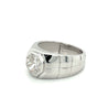 Bezel Set Solitaire 3 Carat Octagon CVD Lab Grown Diamond Mens Ring In Platinum-Rings-ASSAY