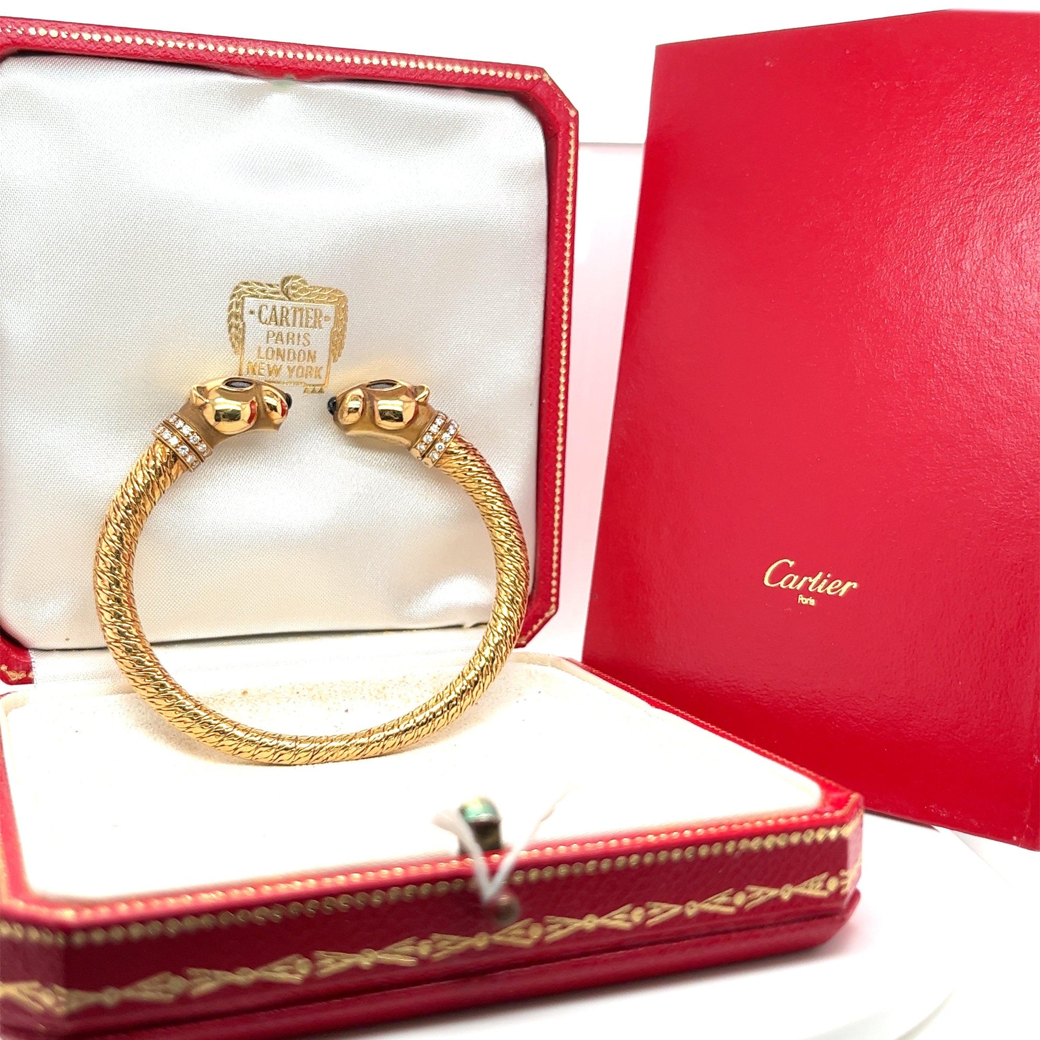 Cartier Signed 18k Gold Double Headed Bangle With Original Box/Papers-Bangle-ASSAY