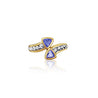 Curved Triangle Cut Tanzanite Ring in 14k Yellow and White Gold - ASSAY