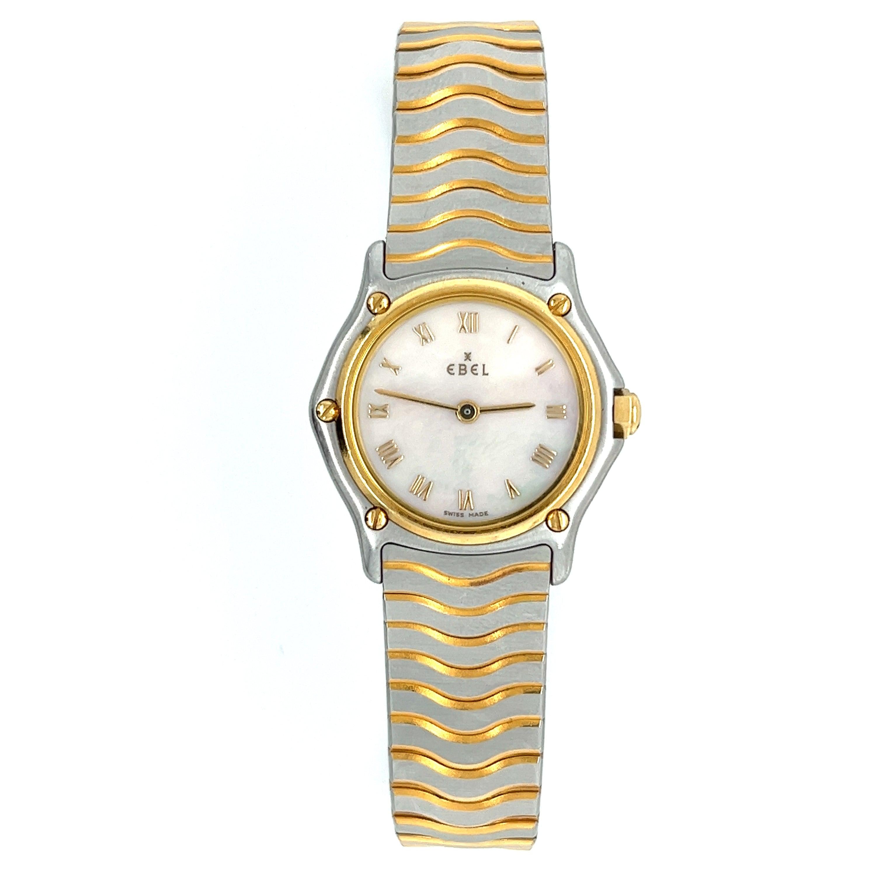 Ebel 1057901 Sport Classique Stainless Steel & 18K Gold Bezel Ladies Watch with Mother of Pearl Dial-Watch-ASSAY