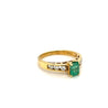 Emerald Cut Natural Emerald and Channel Set Diamond in 18k Yellow Gold Ring - Rings