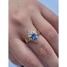 Floral Style Blue Dominant Tanzanite Ring in 14k Yellow Gold and Diamond Ring - ASSAY