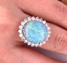 GIA Certified 4.09-carat White Opal and Diamond Halo in Platinum and Gold Ring-Assay Jewelers-ASSAY