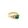 GIA Certified Minor Oil Zambian Emerald & Trillion Diamond 3-Stone Ring in 18K-Rings-ASSAY