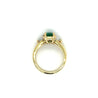GIA Certified Minor Oil Zambian Emerald & Trillion Diamond 3-Stone Ring in 18K-Rings-ASSAY