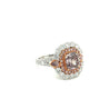 GIA Certified Radiant Cut Fancy Dark Brown Pink Diamond and Diamond Halo Wide Frame Ring in 18K White Gold-Rings-ASSAY