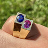 GIA certified Blue and Pink Sapphire Mens Ring in 18k solid gold - ASSAY