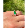 GIA certified Oval Jade with Diamond Sidestones in Platinum Ring - ASSAY