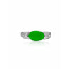 GIA certified Oval Jade with Diamond Sidestones in Platinum Ring - ASSAY