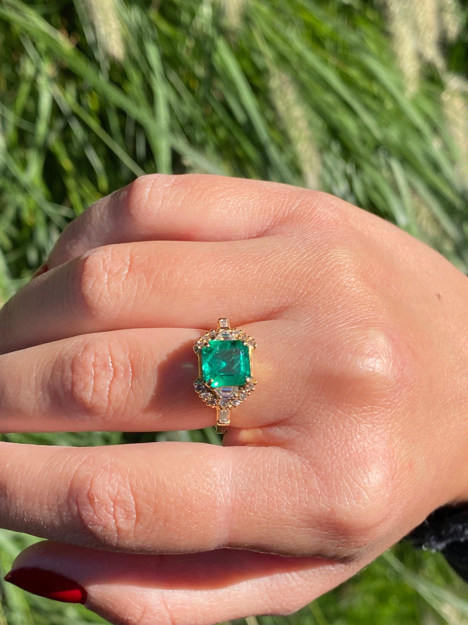 GRS Certified 2.09 Carat Natural Colombian Emerald Set in 18k Solid Gold Ring-Rings-ASSAY