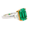 GRS Certified 4.90 Carat Insignificant Oil Colombian Emerald & Trapezoid Cut Diamond 3-Stone Ring-Rings-ASSAY