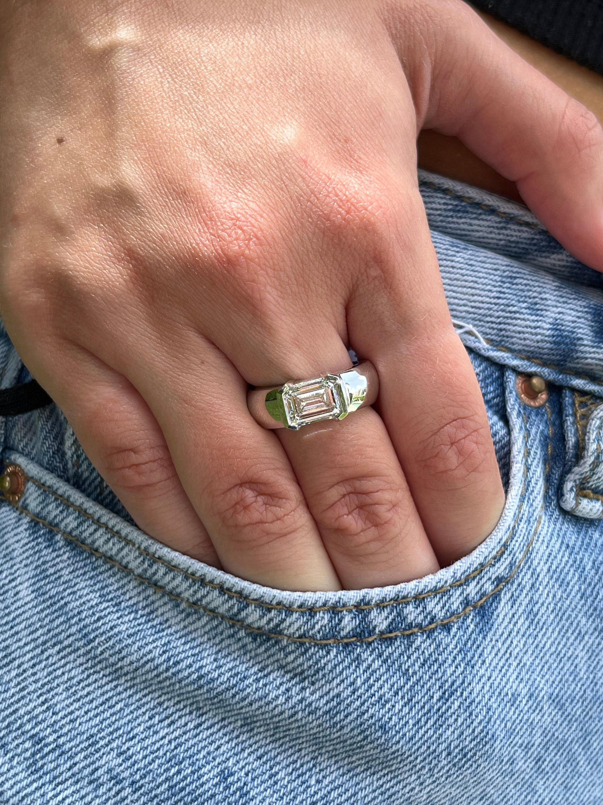 Teardrop Emerald Halo Bridal 3 Ring Set- Pear Dark Green Engagement Ring Set-  May Birthstone Ring w/2 Wedding Band