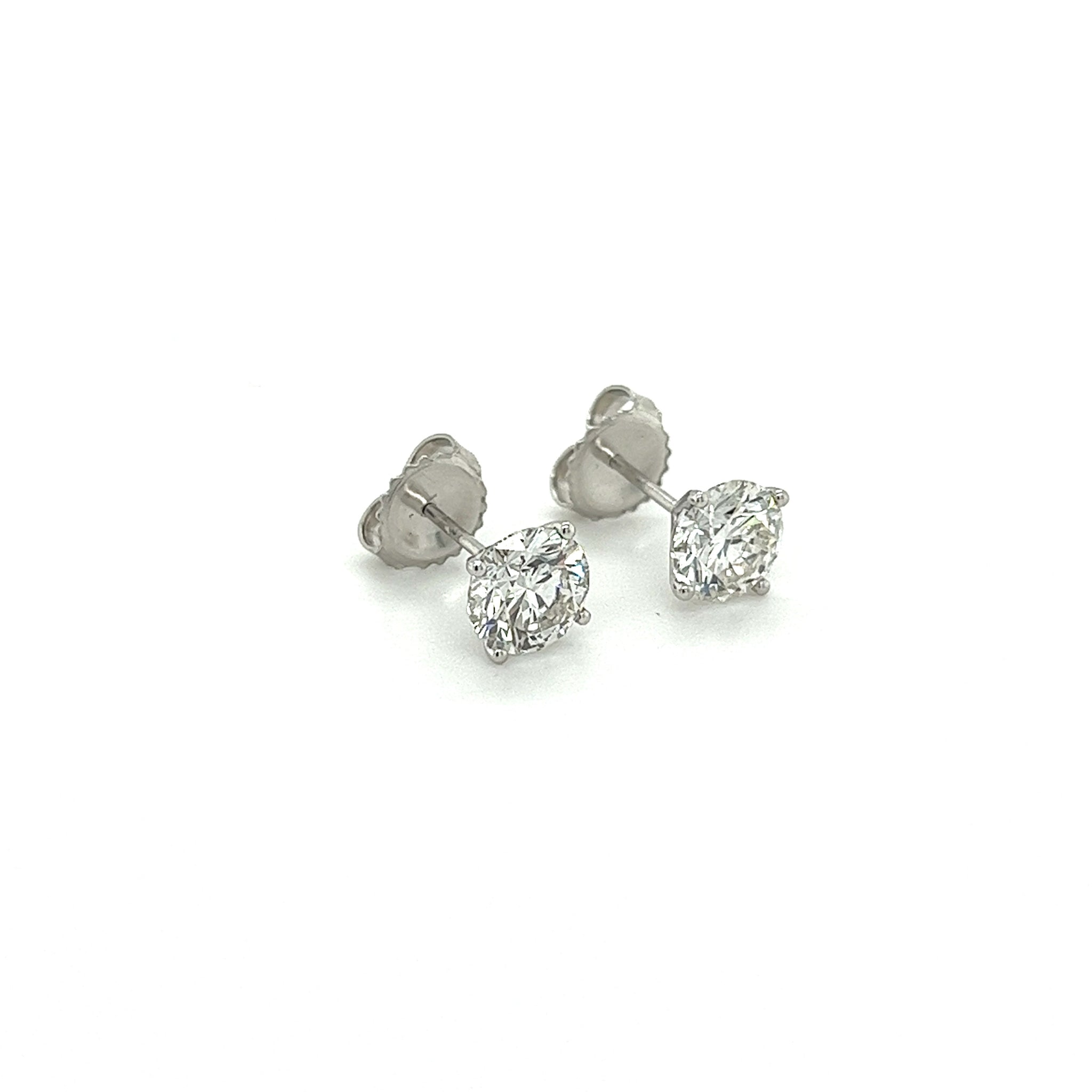 IGI Certified 2.1 Carat Total Round Cut Lab Grown CVD Diamond Stud Earring-Diamond Earrings-ASSAY