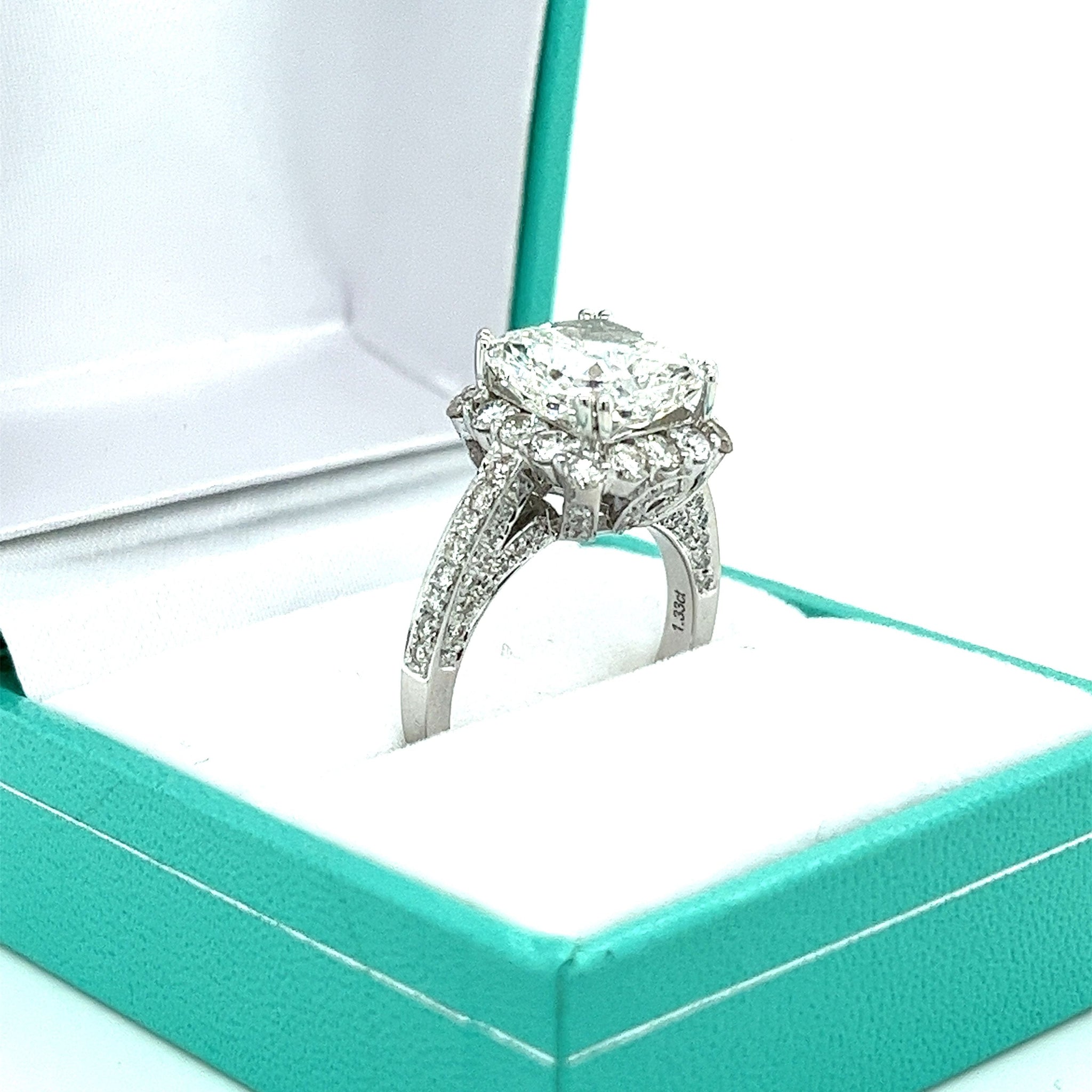 IGI Certified 5 Carat F/VS1 Radiant Cut Lab Grown Semi-Pave Halo Diamond Ring-Diamond Ring-ASSAY