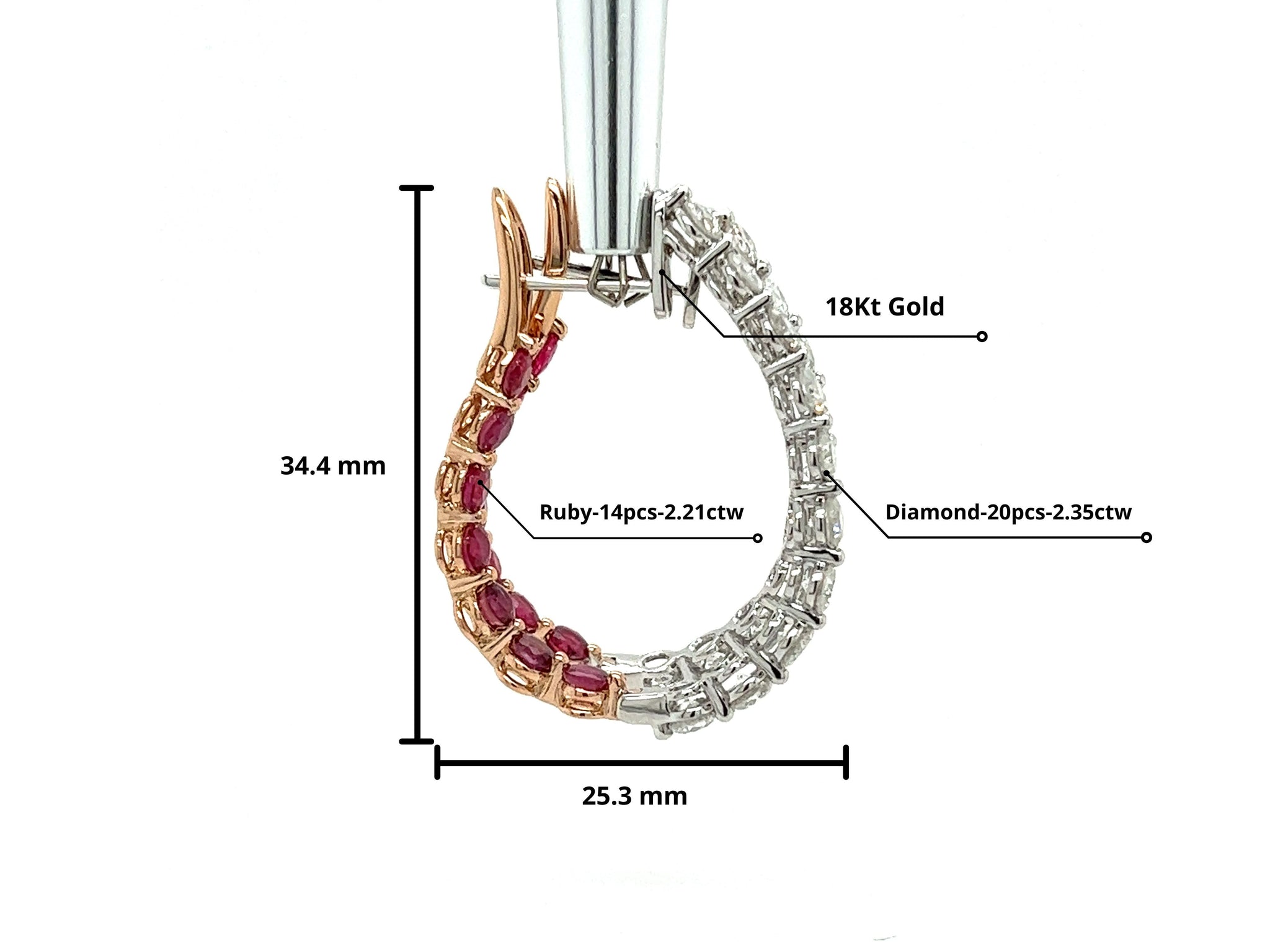 Inside Out Ruby and Diamond Hoop Earrings-Earrings-ASSAY